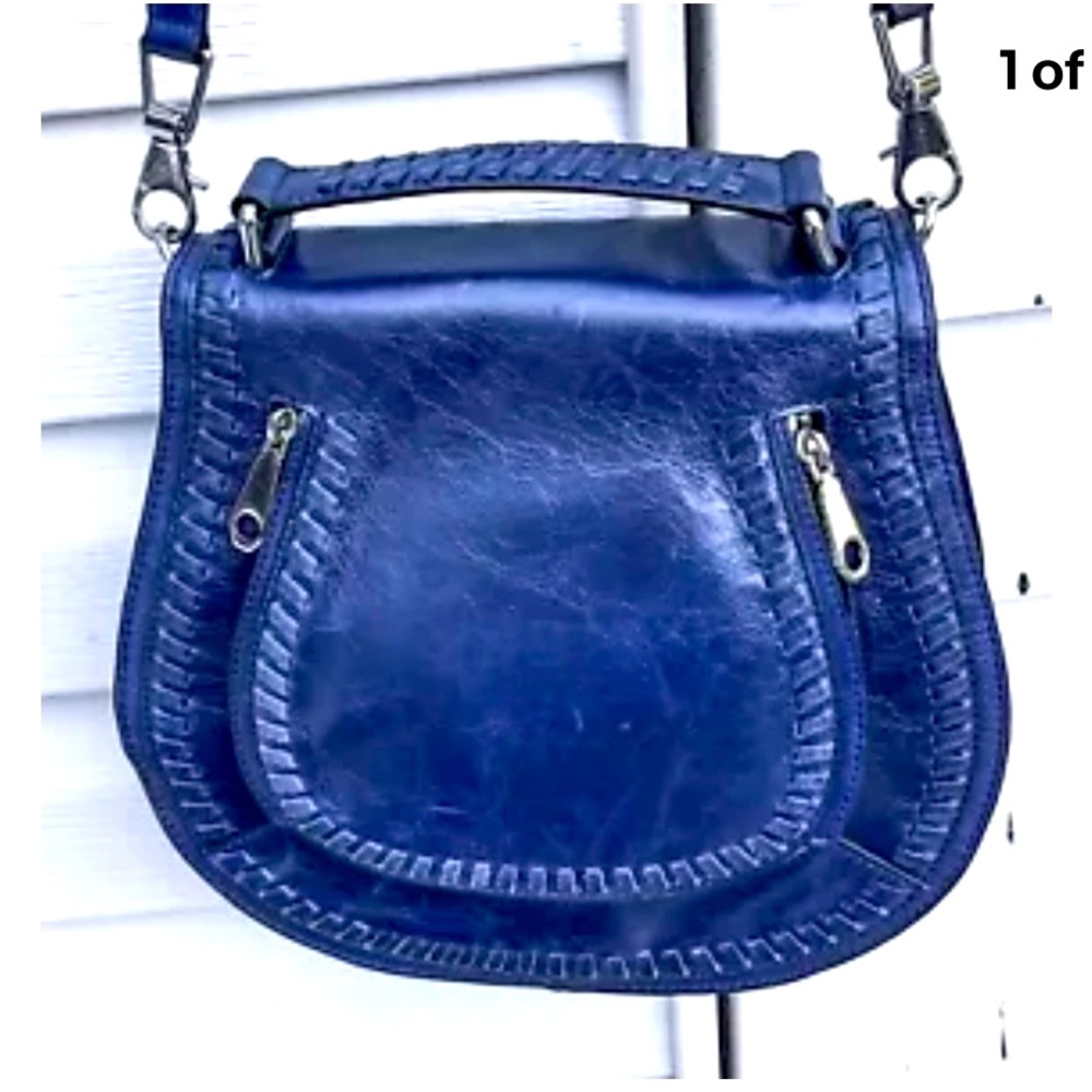 NWOT! Rebecca Minkoff Blue Crossbody Bag with Saddle Shape and Flap Closure